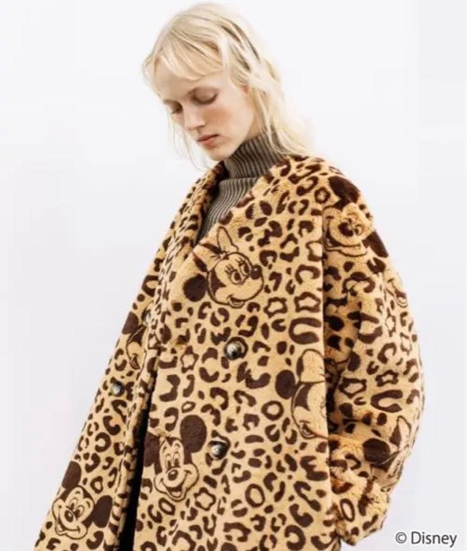 wcj ミッキー　ミニー　Disney レオパードデザインコート　ヒョウ柄