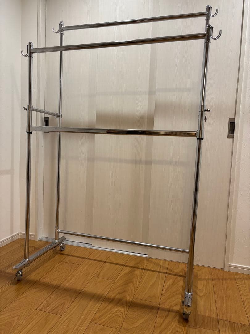 川口工器　ダブルハンガーラック　キャスター付き　幅110cm 総耐荷重180kg