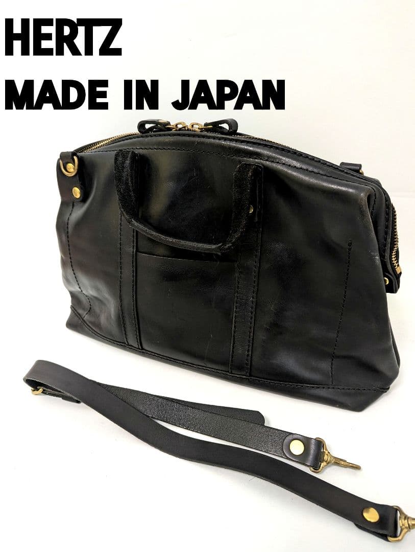 極美品　HERTZ 日本製 ブラック レザー ビジネスバッグ　ブリーフケース　革