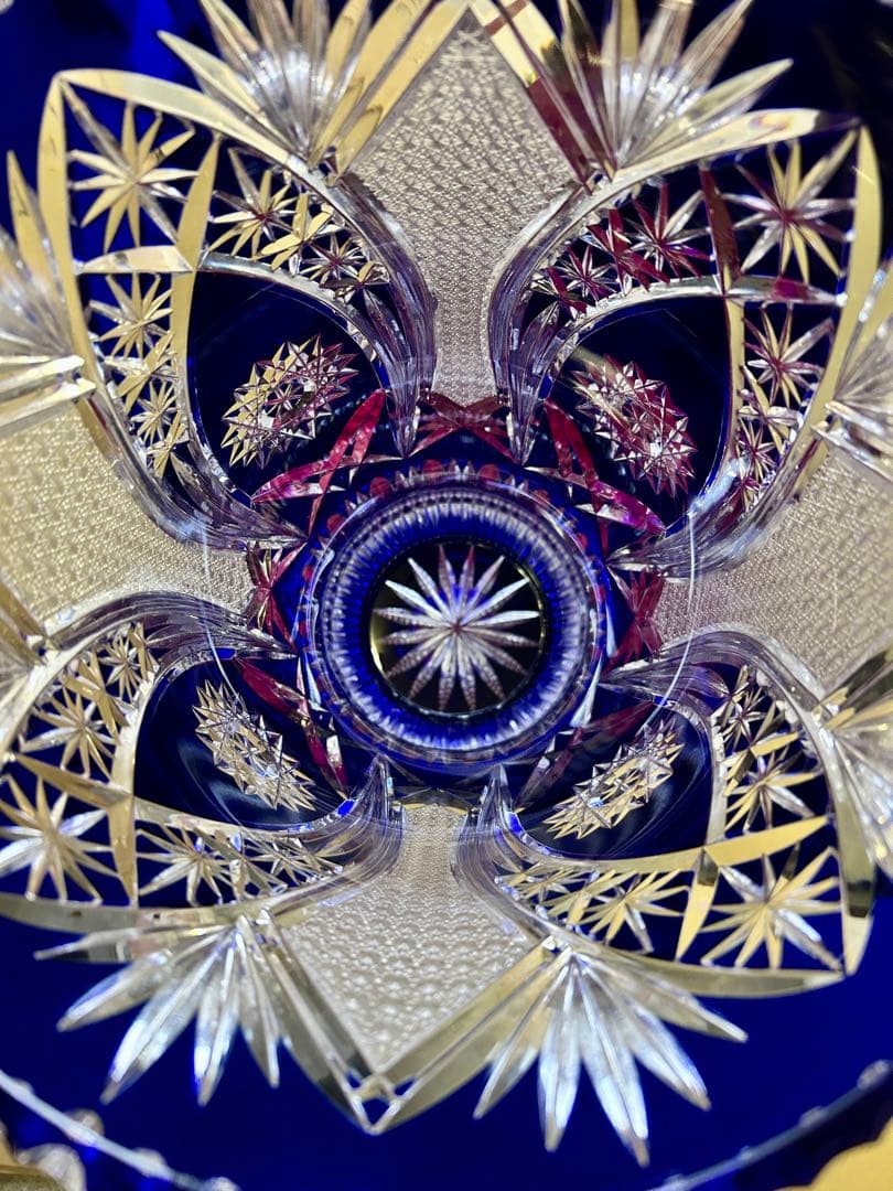 ドイツ　クリスタルガラス花瓶 色披 大型 高さ約40cm