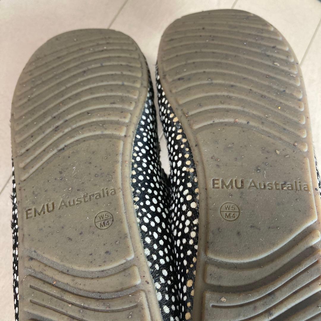 【美品】エミュー emu Amity モカシン シューズ ハラコ ムートン 総柄