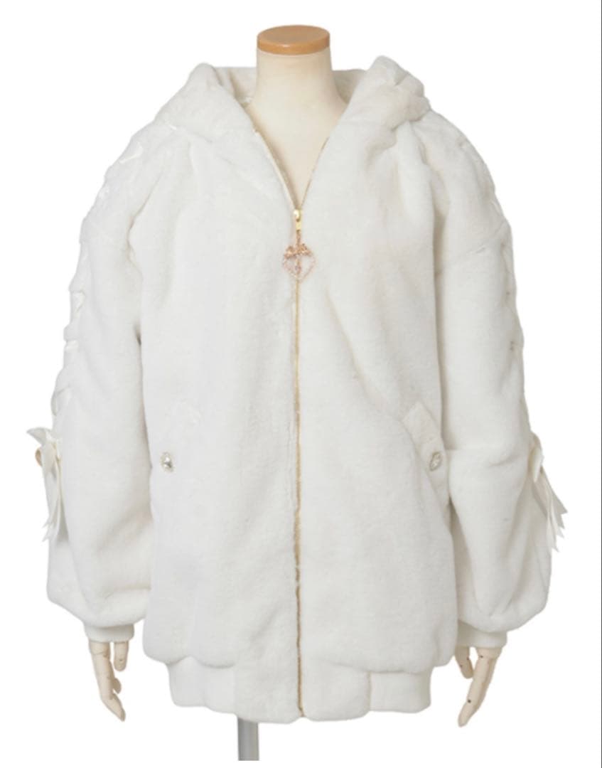 LIZLISA リボンうさみみファーブルゾン ホワイト