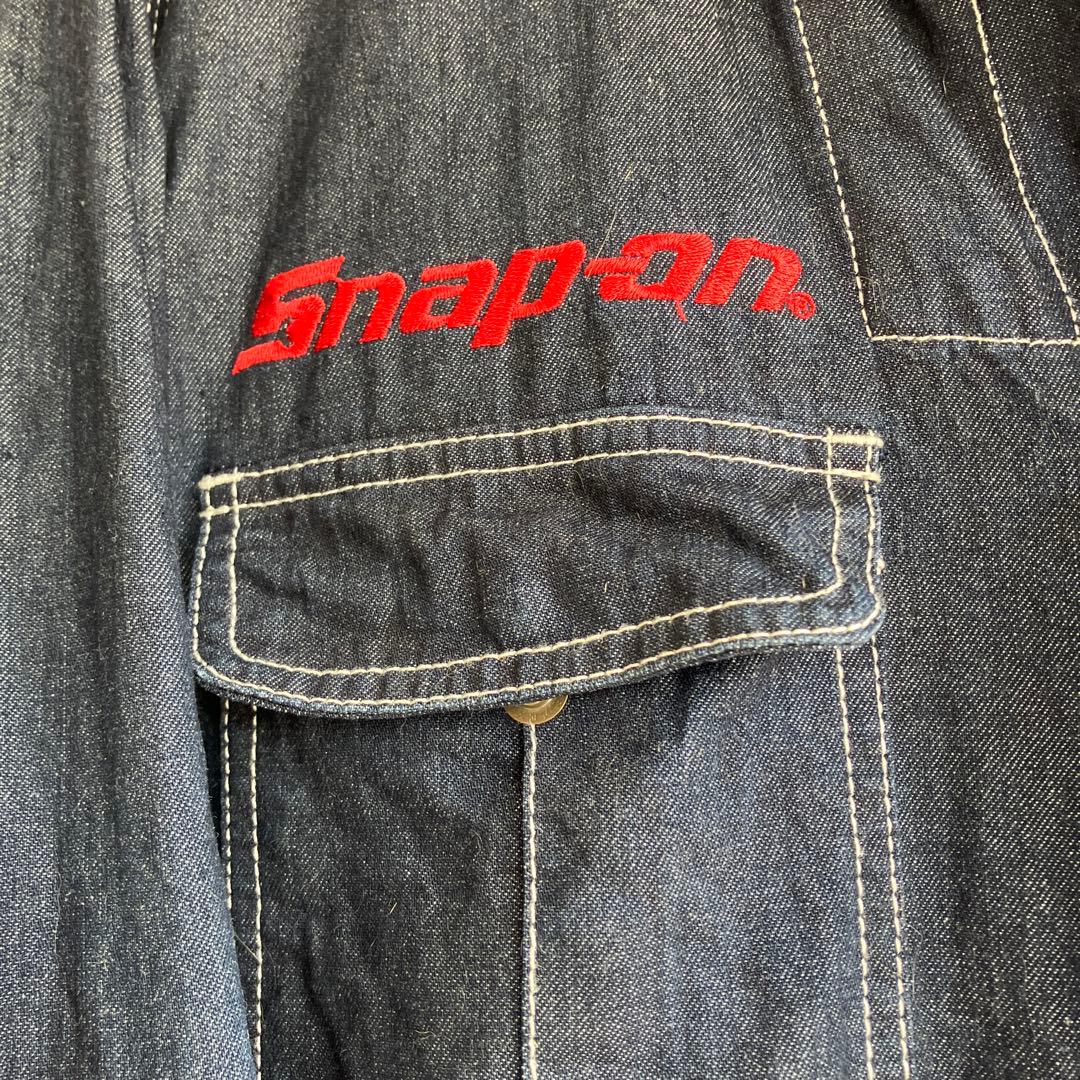 Snap-on ダークデニム オーバーオール