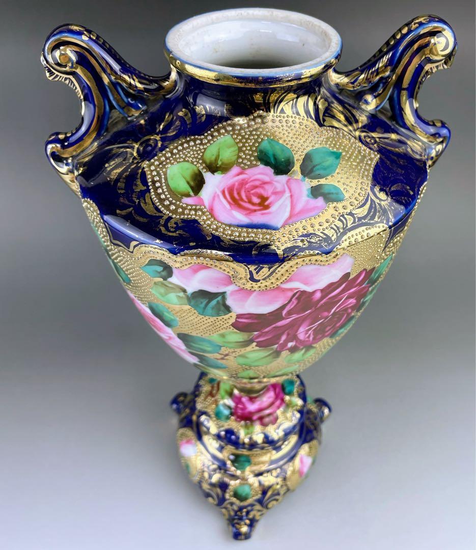 【専用】オールドニッポン ３１㎝ アールヌーボー 薔薇紋花瓶 フラワーベース