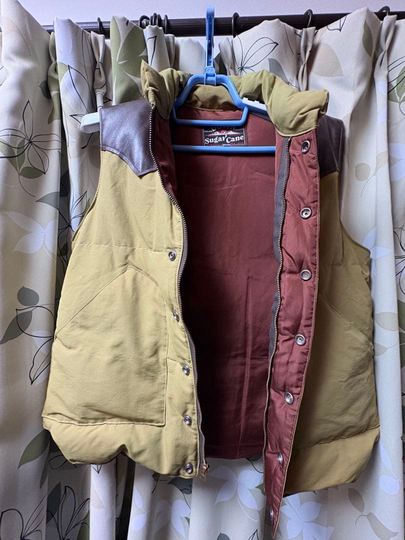 sugar cane シュガーケーン　ダウンベスト　レザー　ブラウン