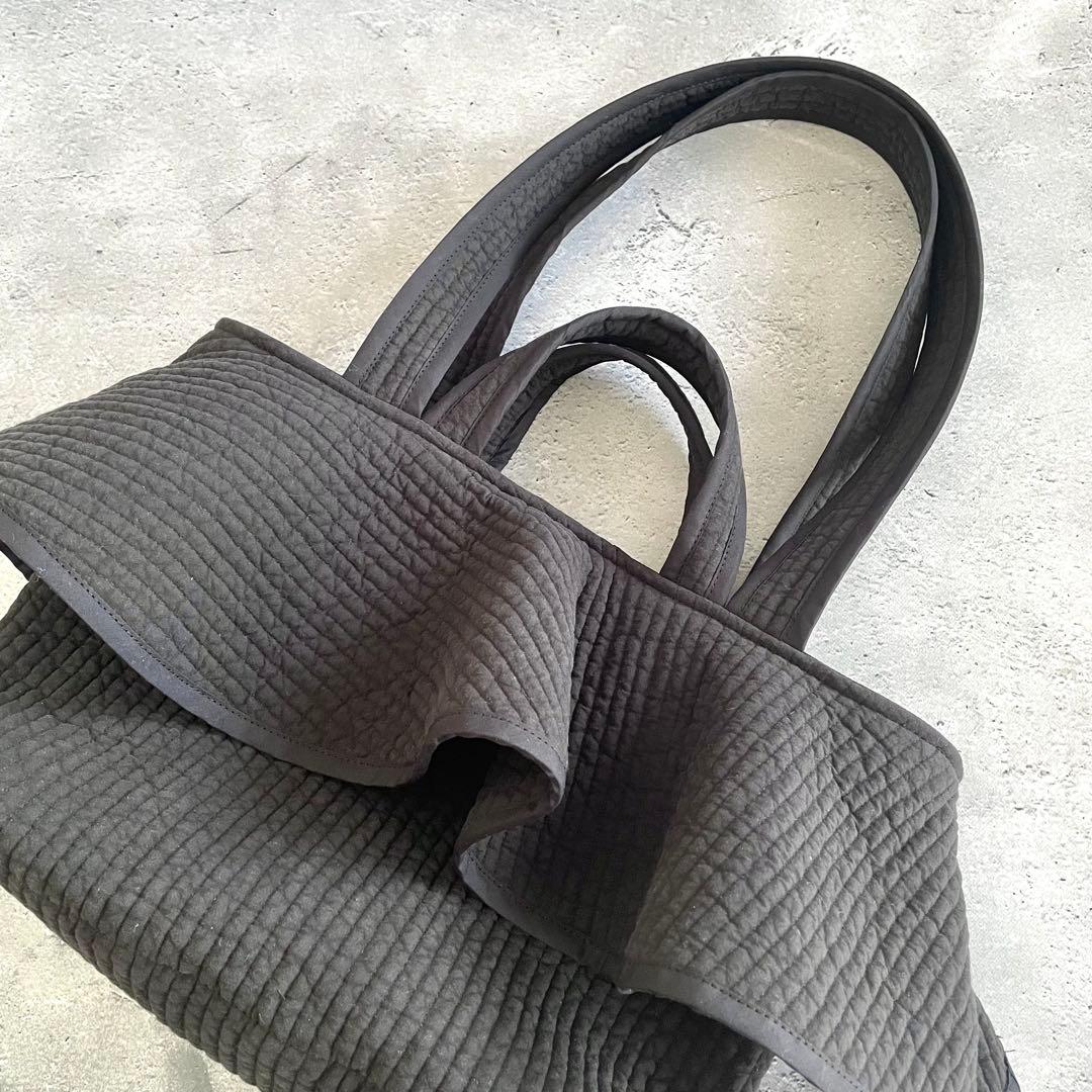 フレアフリル付きトートバッグ（L）　2way 　BK　ヌビバッグ　ハンドメイド