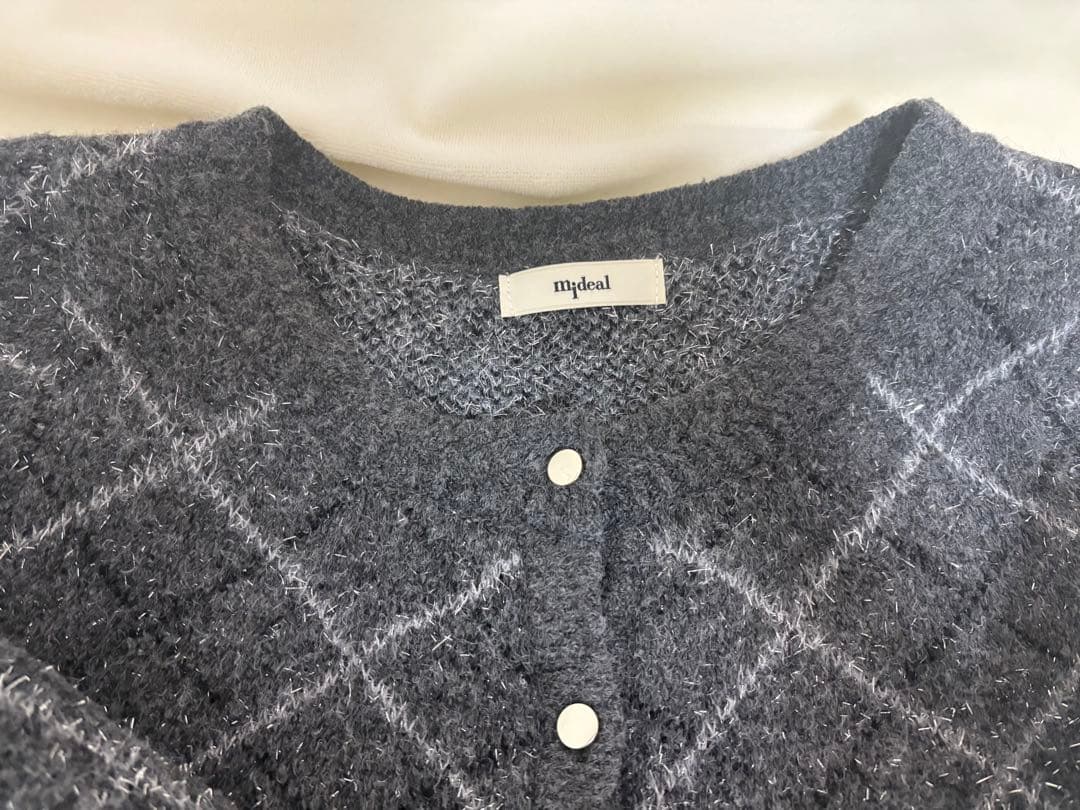 mideal アーガイルペプラムニット グレー