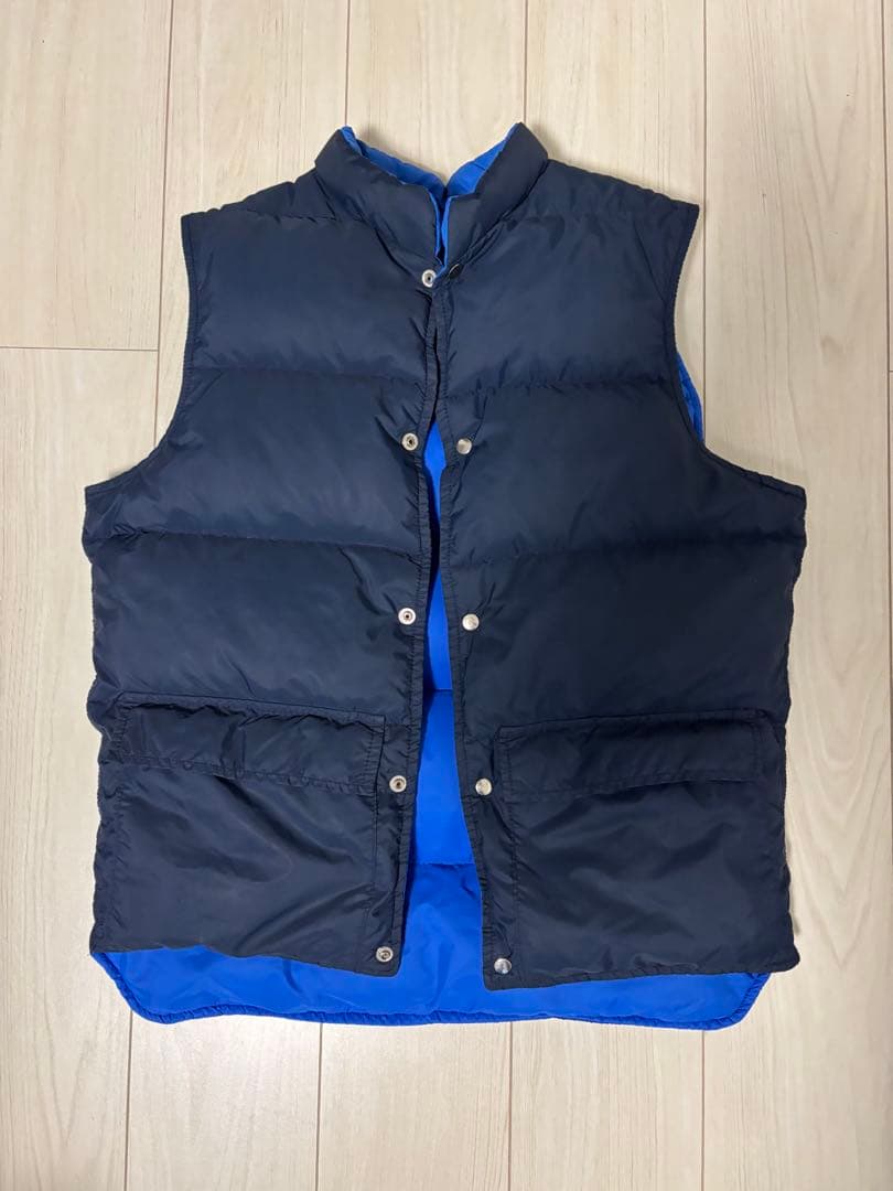 ウールリッチ 70s Mリバーシブルダウンベスト ネイビー echeveria