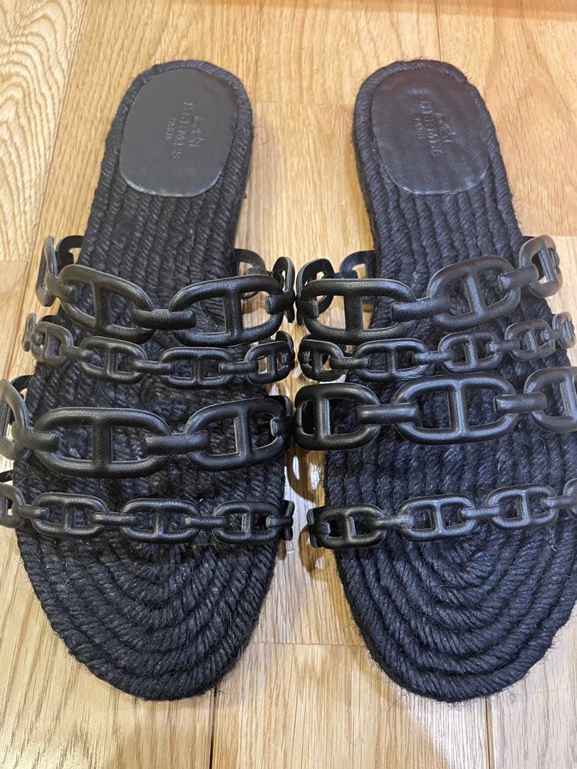 あーちゃん　エルメス アンコーヌ エスパドリーユ サンダル 38