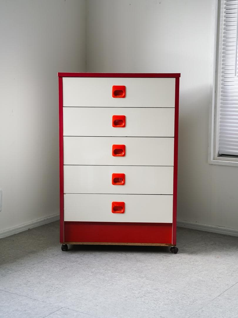 ヴィンテージ 5段チェスト/収納 キャスター付 スペースエイジ レトロポップ