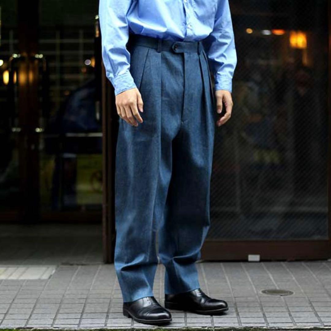 パンツ INTERIM DENIM 2-TUCK WIDE TAPERED SLACKS
