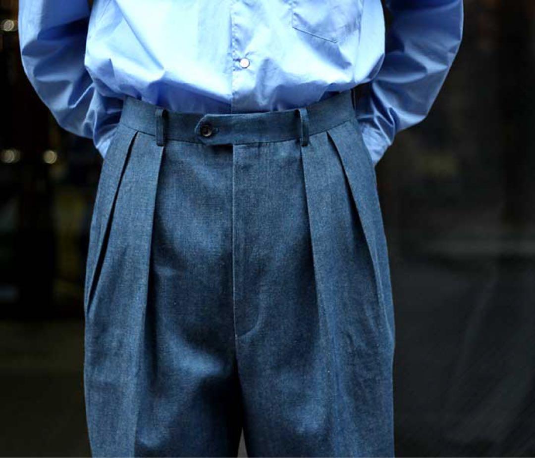 パンツ INTERIM DENIM 2-TUCK WIDE TAPERED SLACKS