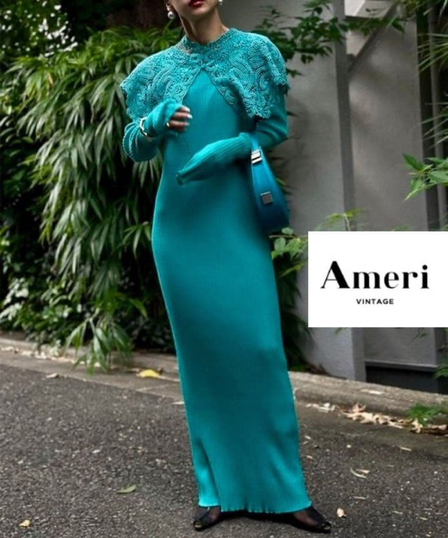 大人気！【Ameri】LACE COLLAR SET DRESS ワンピース