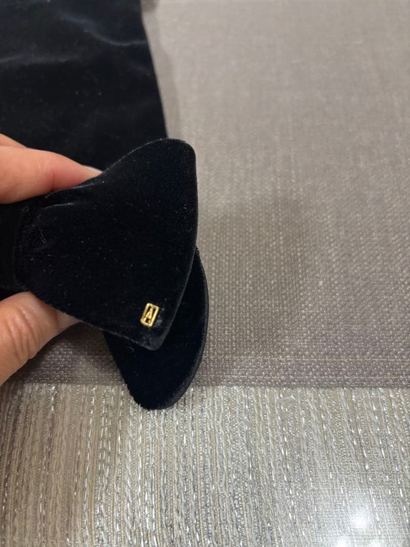 最後新品銀座SIXアレクサンドルドゥパリ黒ブラックベルベットバレッタ日本限定