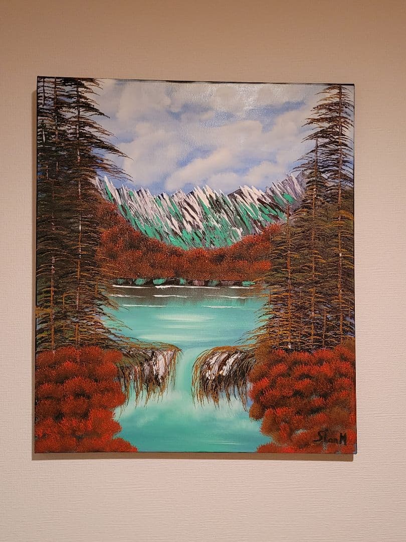 絵画 Mountain Waterfall