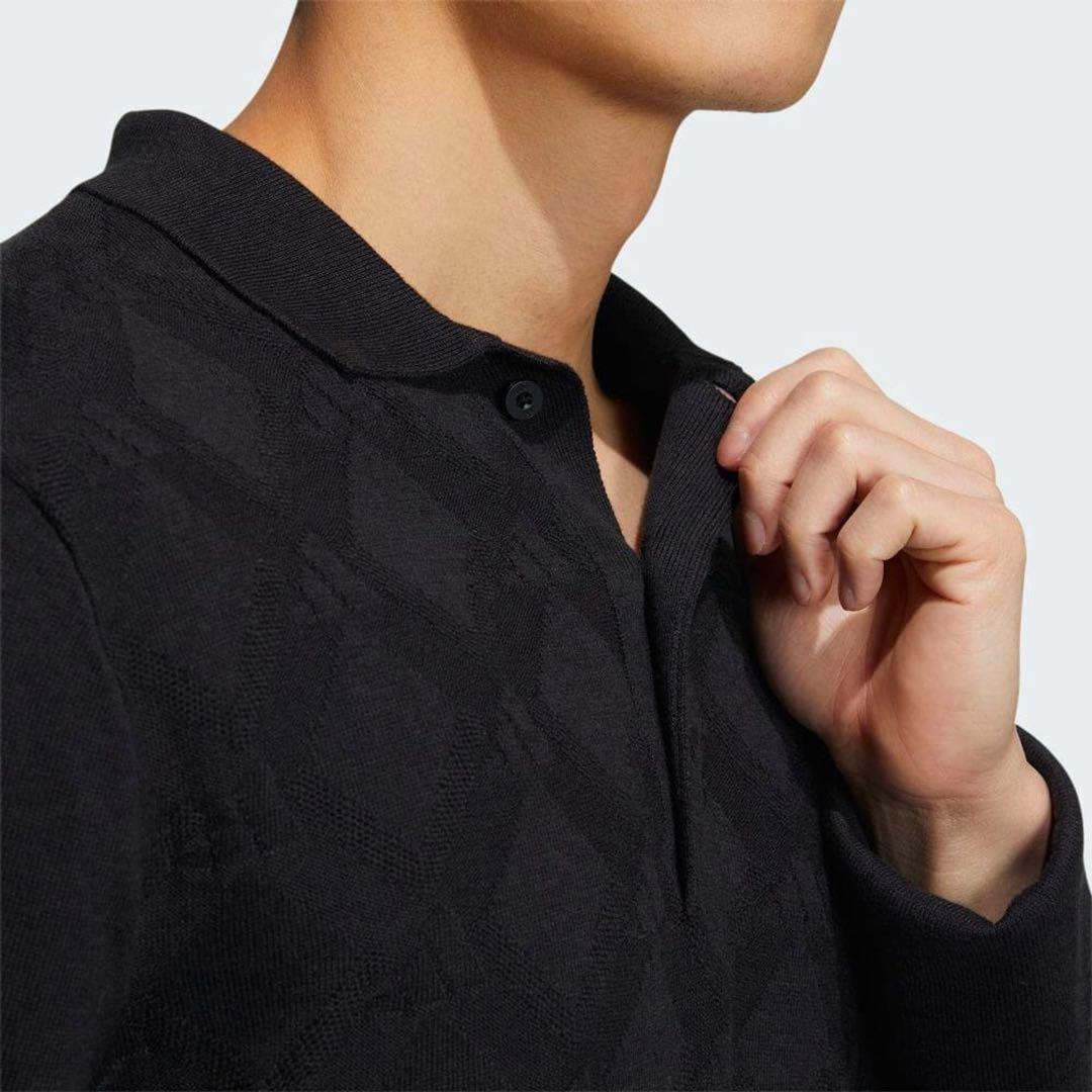 送料無料 新品 adidas GOLF アーガイル柄セーター ポロ 2XL BK