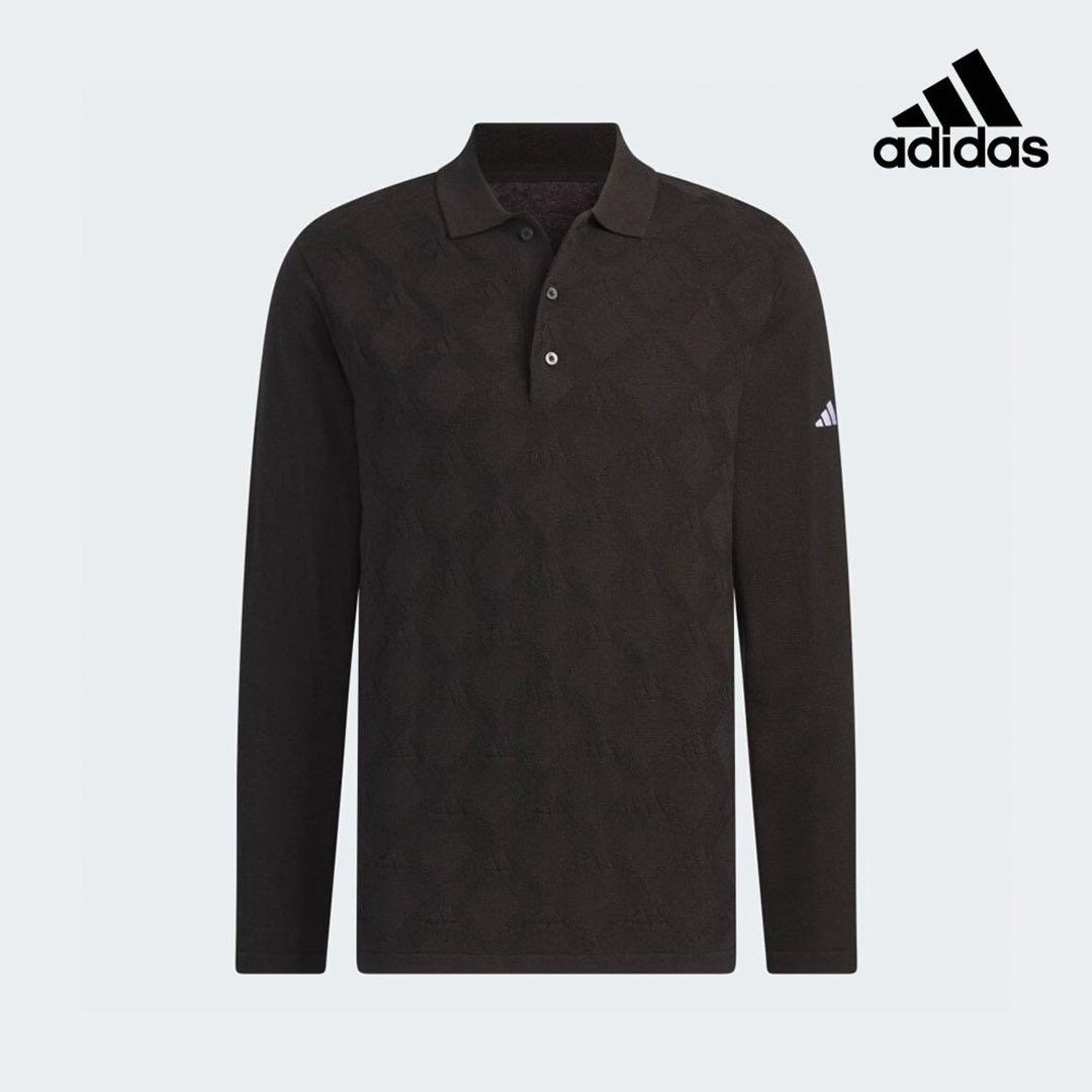 送料無料 新品 adidas GOLF アーガイル柄セーター ポロ 2XL BK