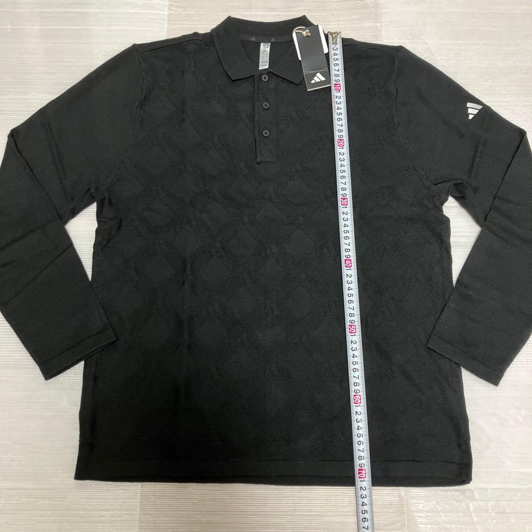 送料無料 新品 adidas GOLF アーガイル柄セーター ポロ 2XL BK
