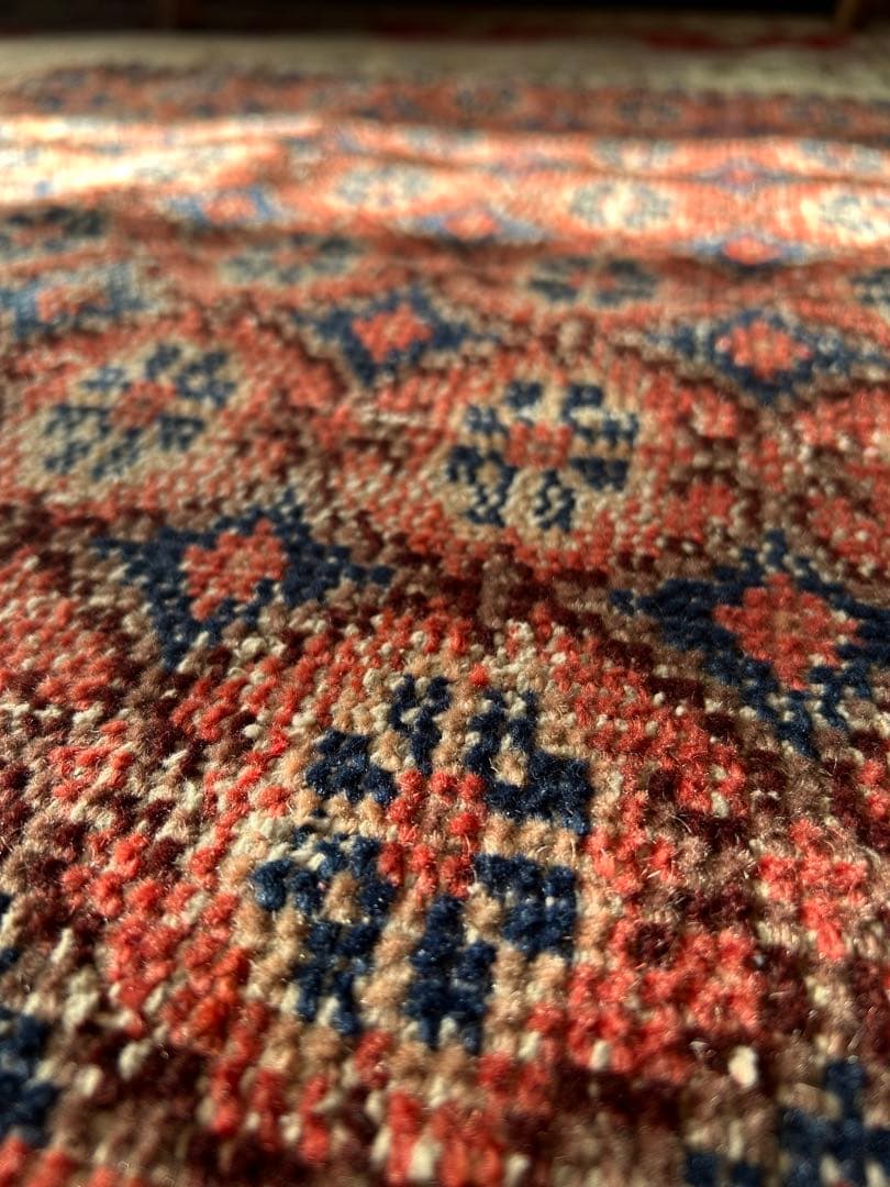 110×74 レア柄　お花のstamp トルコ　ヴィンテージラグ　トルコラグ