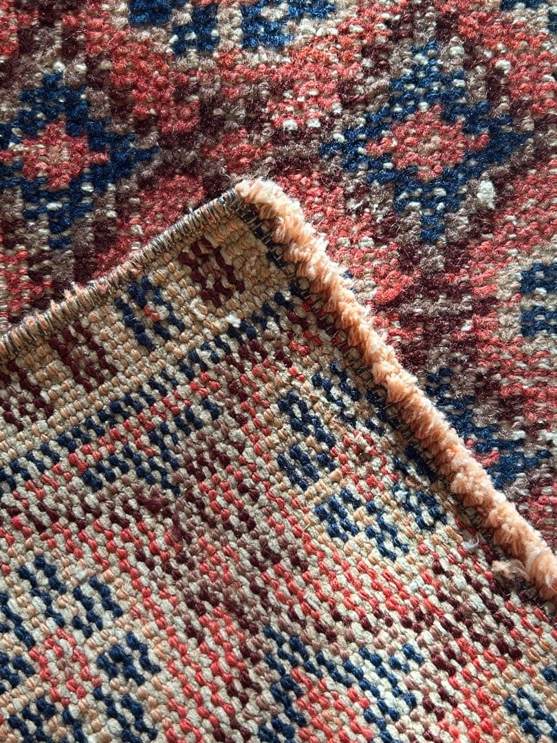 110×74 レア柄　お花のstamp トルコ　ヴィンテージラグ　トルコラグ