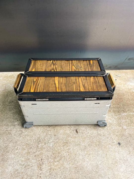 アイアンシェルフコンテナ25 天板［木板］　シェルコン　ウイングトップ　観音開き