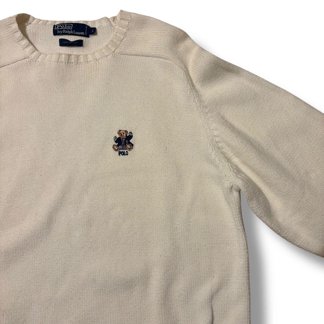 Polo by Ralph Lauren ポロベア 刺繍 コットンニット L