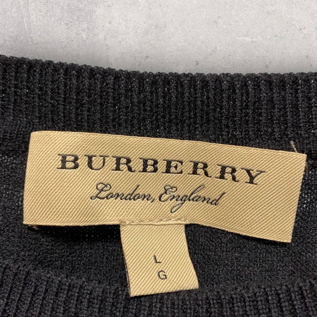 Burberry バーバリー カシミヤ混ニット 長袖 ノバチェック ブラック