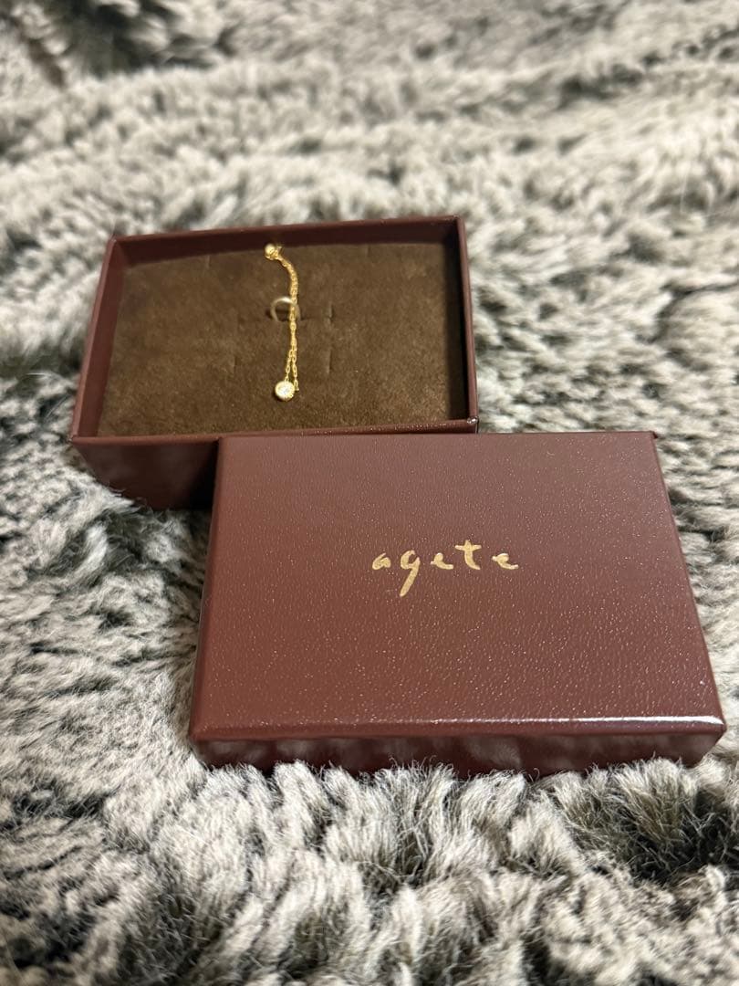 ageteネックレス　k18 ミル打ち　ダイヤモンド　0.1 カラット