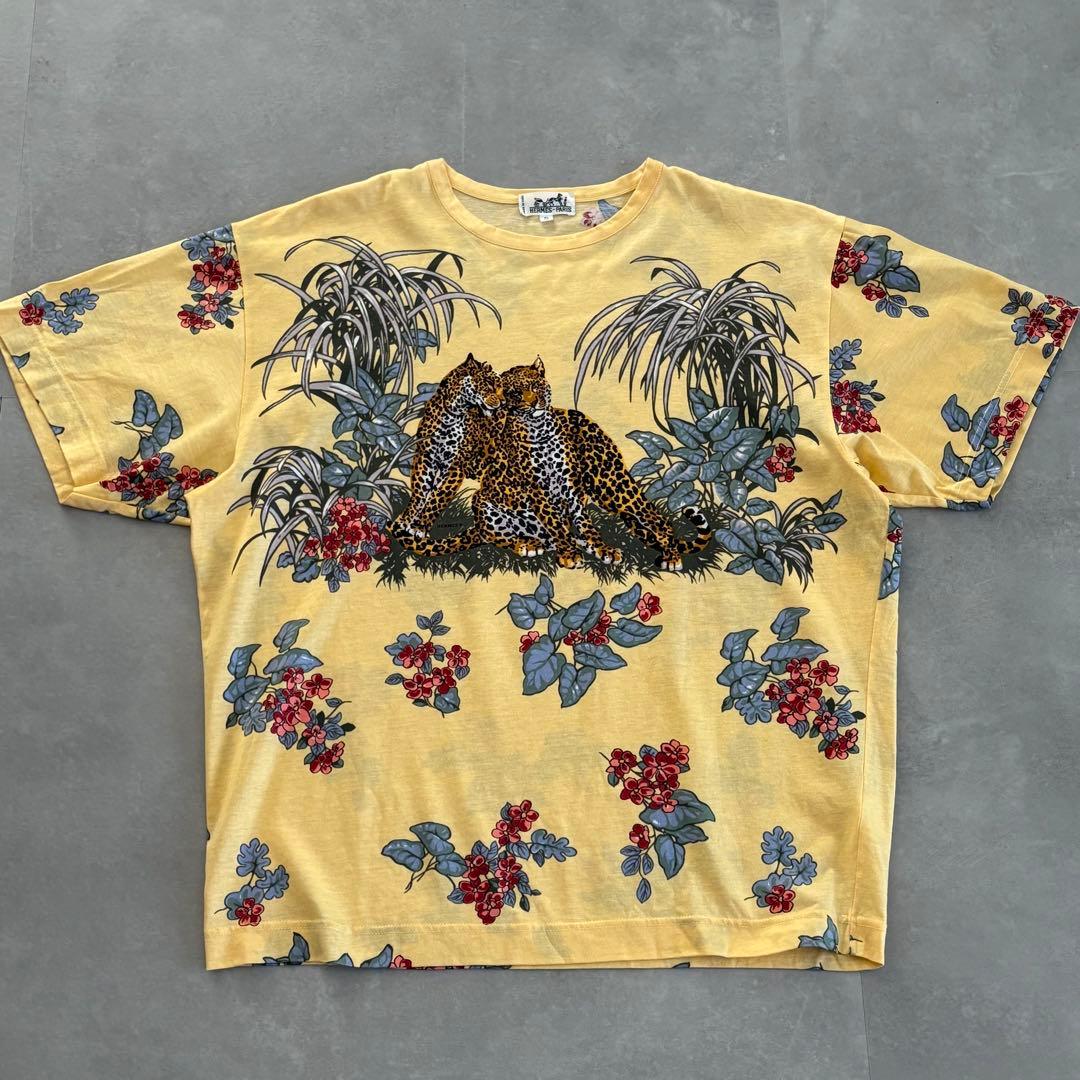 エルメス HERMES JUNGLE LOVE ヒョウイエロー Tシャツ 【S】