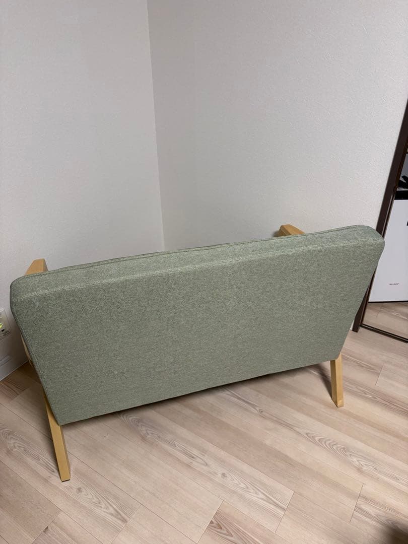 2人掛けソファ天然木フレームのコンパクトソファ 布張りタイプ