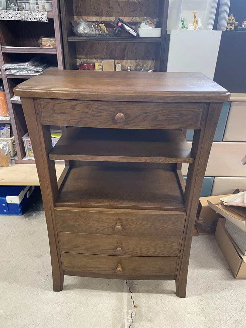 起立木工　木製キャビネット 3引き出し 収納