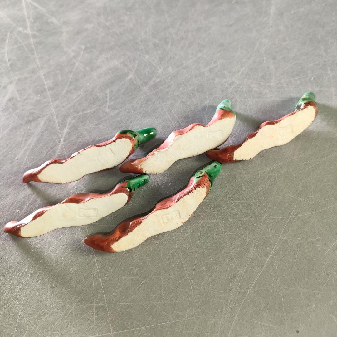 A1202-5/九谷焼/須田菁華/色絵唐辛子箸置5客/共箱/和食器/懐石道具/