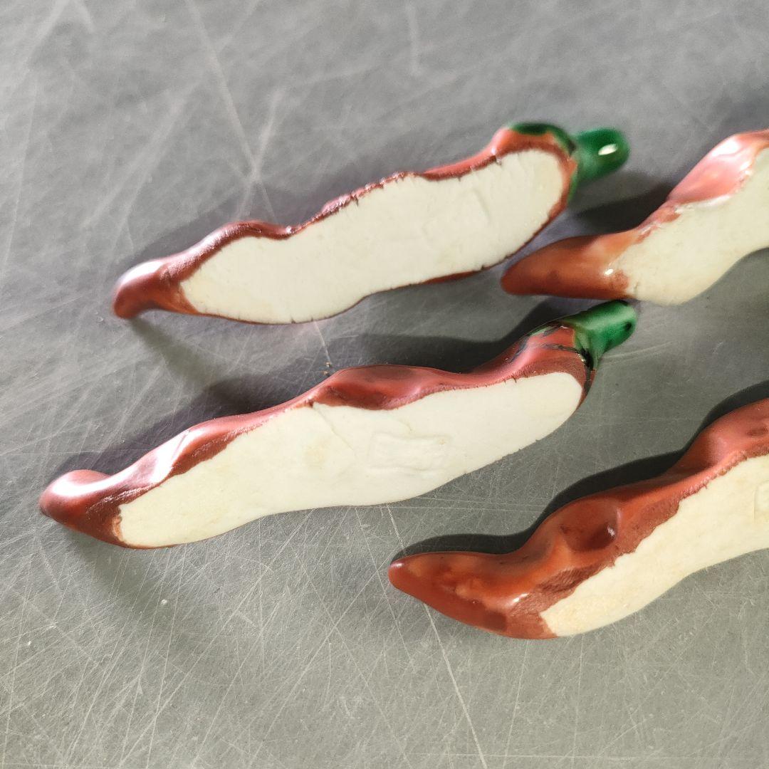 A1202-5/九谷焼/須田菁華/色絵唐辛子箸置5客/共箱/和食器/懐石道具/