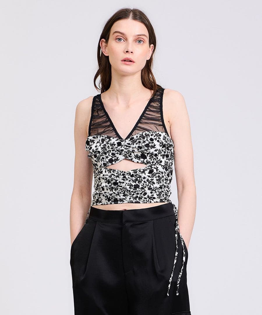 fetico フラワープリントトップス　キャミソール
