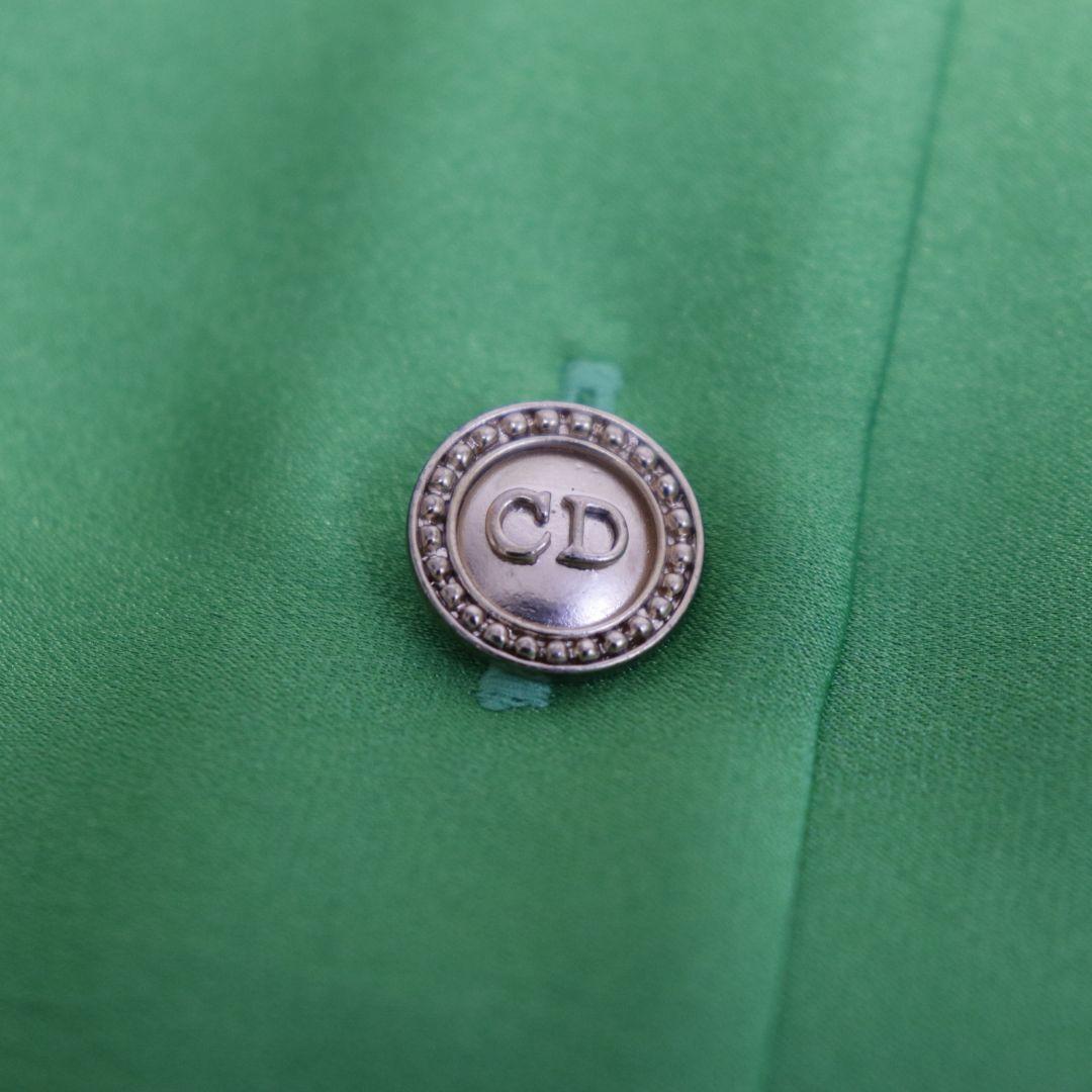 美品　クリスチャンディオール　ドレス　サテン　ブラウス　CDロゴ　金ボタン