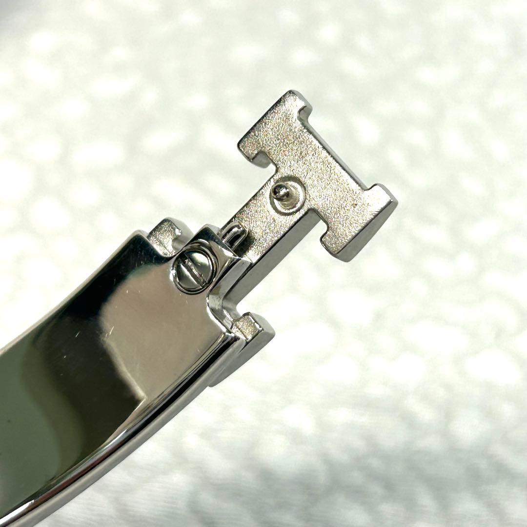 エルメス Hバングル クリッククラック ブレスレット シルバー ブルー