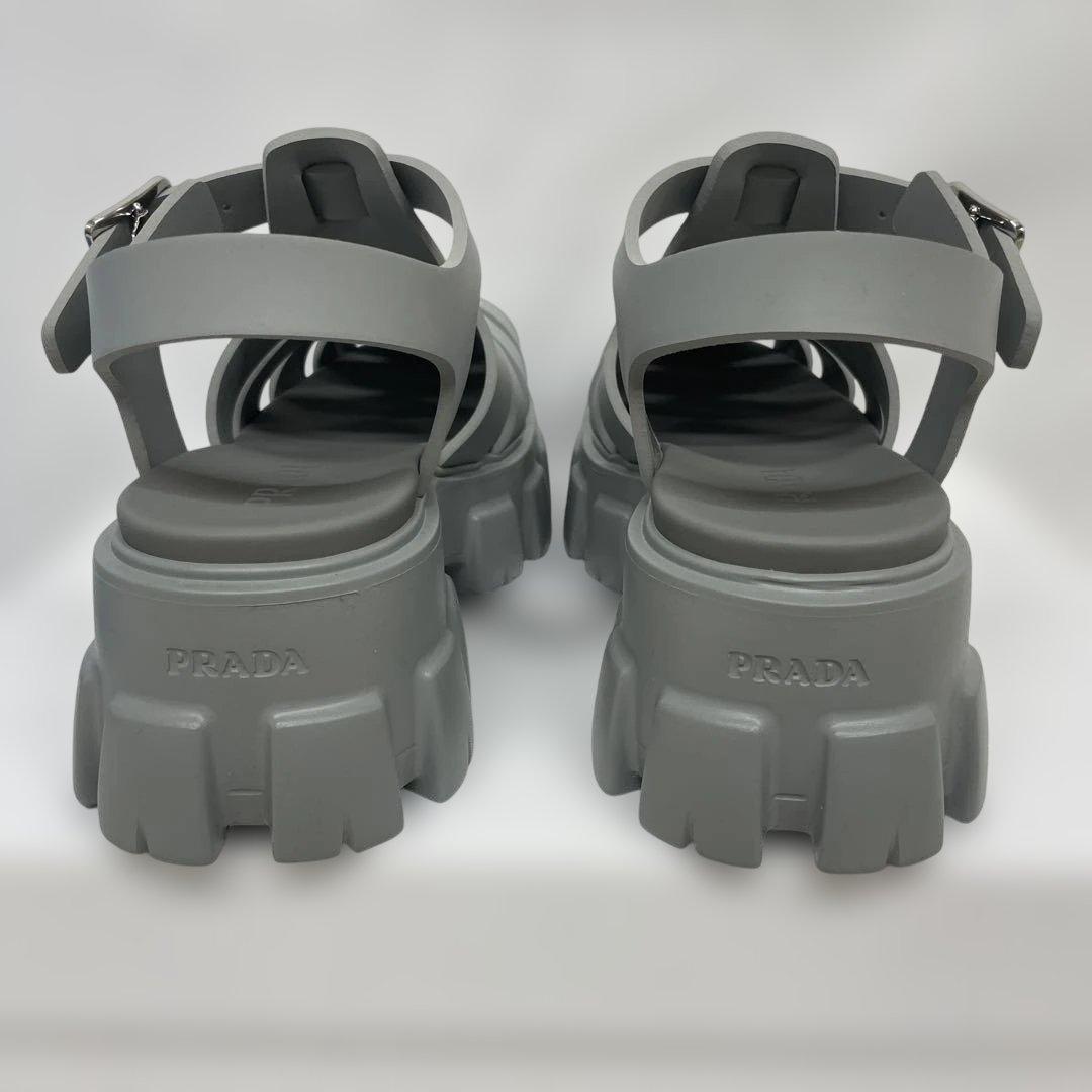 PRADA モノリス　ラバーサンダル　グレー　6