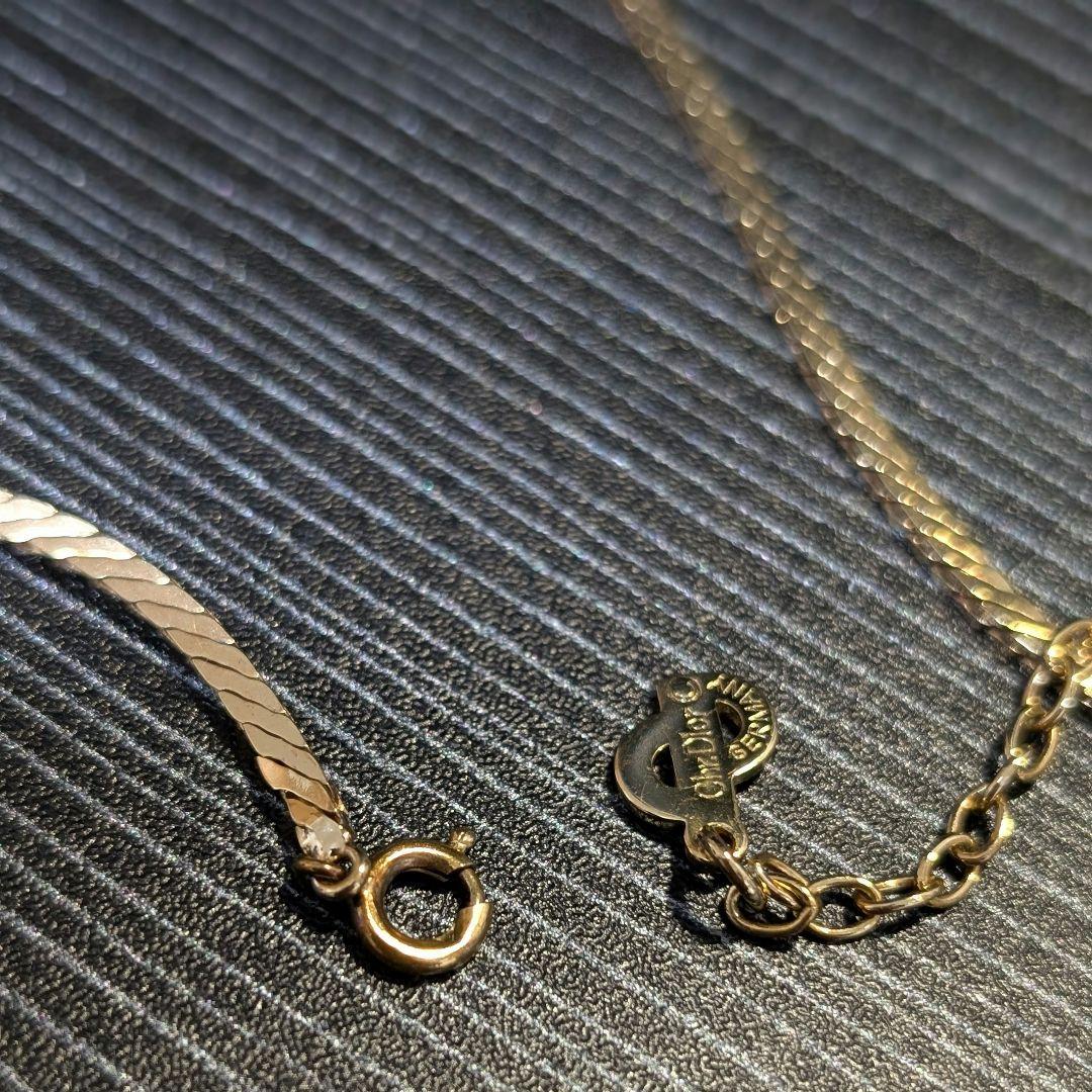 Christian Dior 大粒パールビジュー加飾 ゴールドカラーネックレス