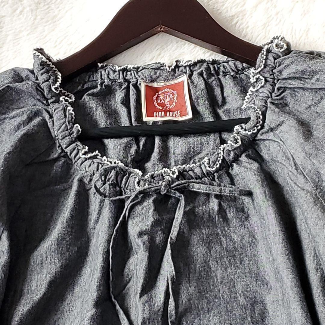 ピンクハウス　ピーターラビット　刺繍　チュニック　デニム系　フリル　リボン