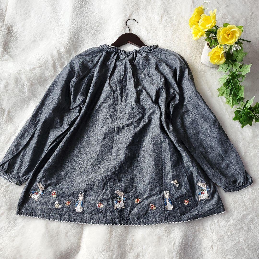 ピンクハウス　ピーターラビット　刺繍　チュニック　デニム系　フリル　リボン