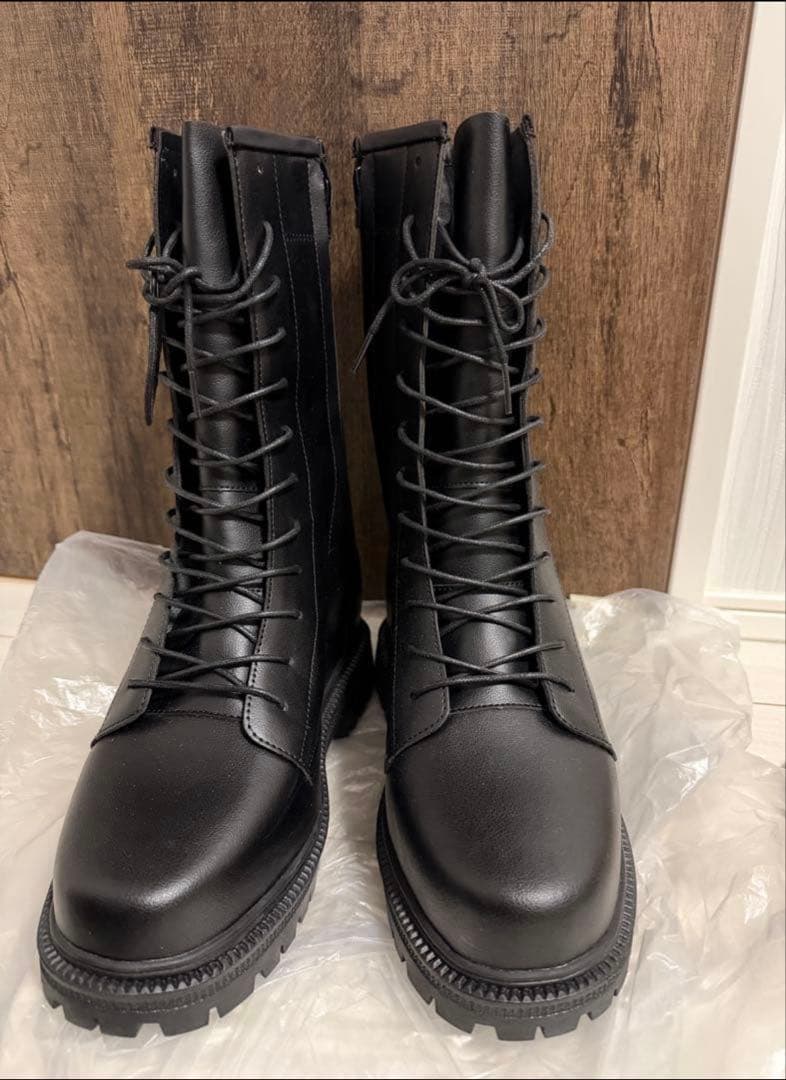 18cm インヒール　シークレットブーツ　レースアップ　ロング　ブーツ