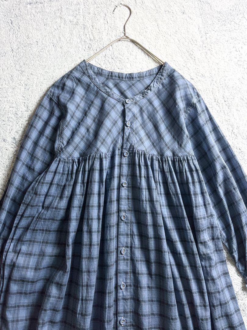 【Vlas Blomme】ヴラスブラム 2wayチェック切替ギャザーワンピース