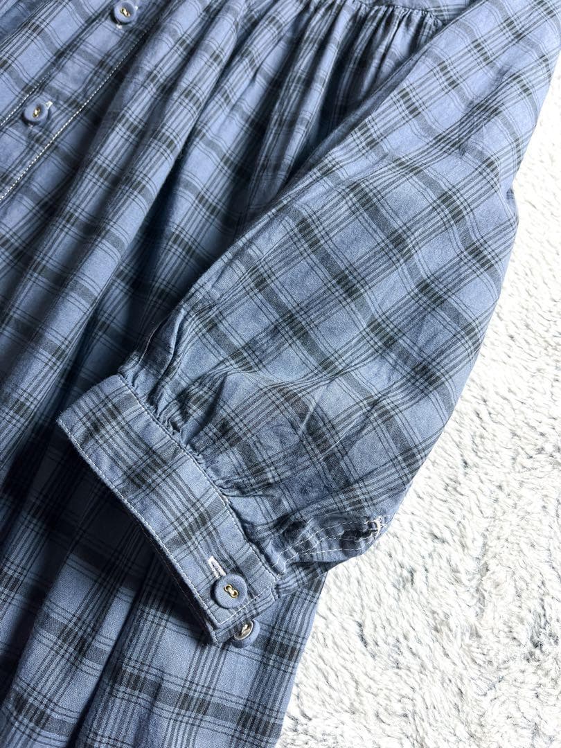 【Vlas Blomme】ヴラスブラム 2wayチェック切替ギャザーワンピース