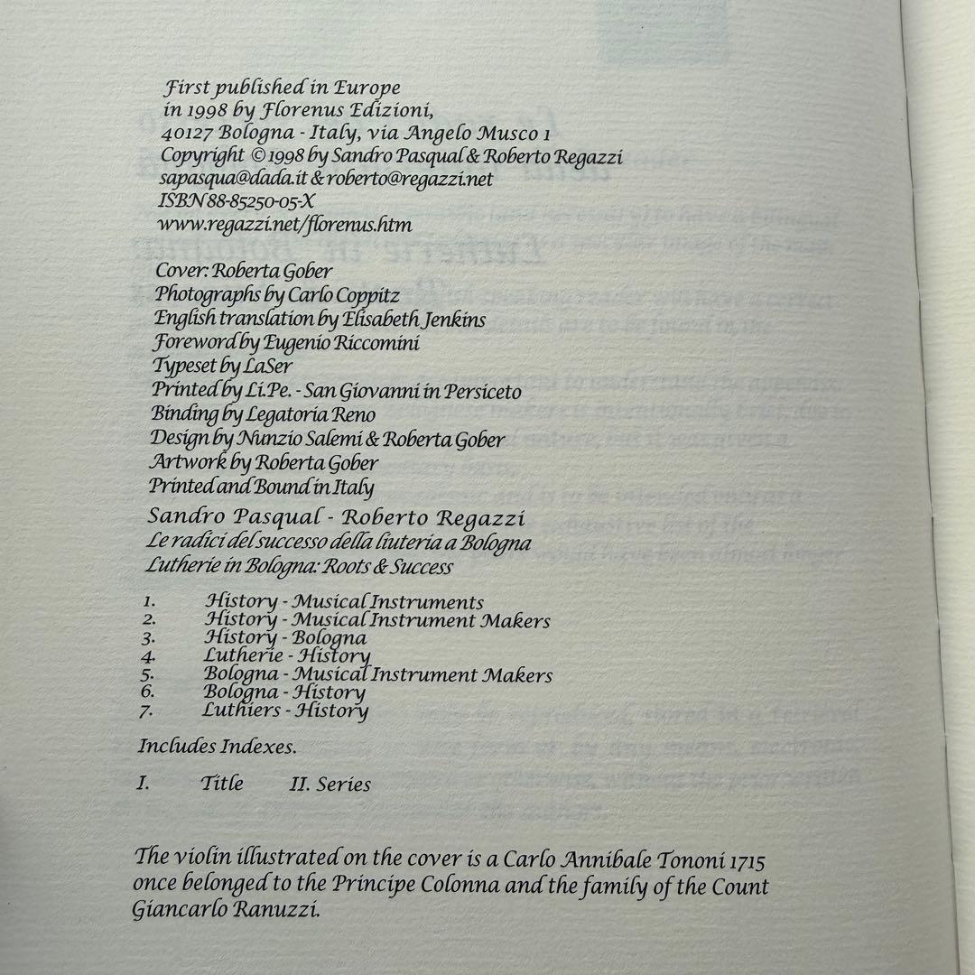 絶版希少本Lutherie in Bologna Roots & Success