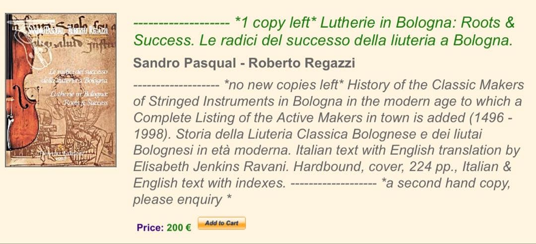 絶版希少本Lutherie in Bologna Roots & Success