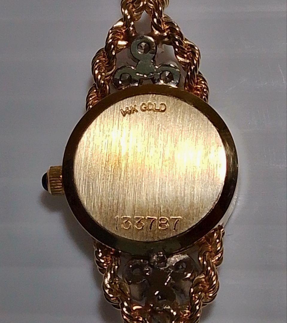 【希少】14金無垢　腕時計　レディース JAGUAR ダイヤ 6ピース