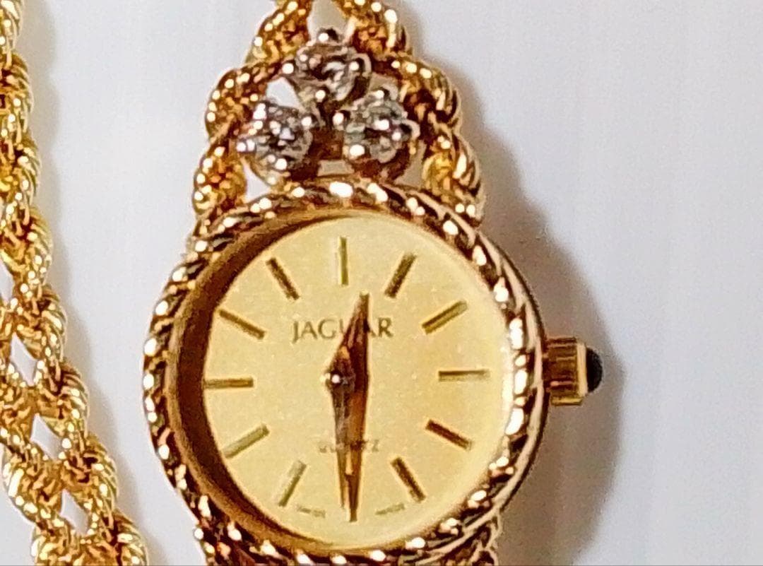 【希少】14金無垢　腕時計　レディース JAGUAR ダイヤ 6ピース