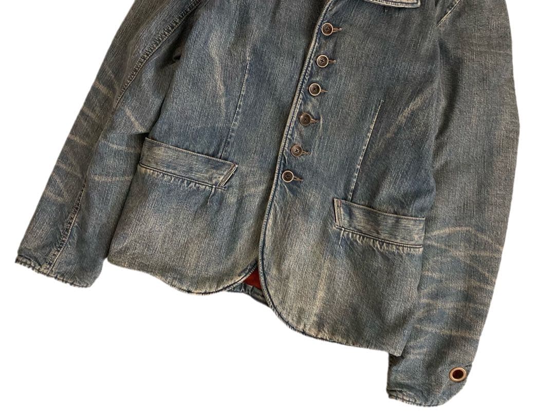 KAPITAL ヴィンテージ加工 裏毛 ストライプ デニム ジャケット