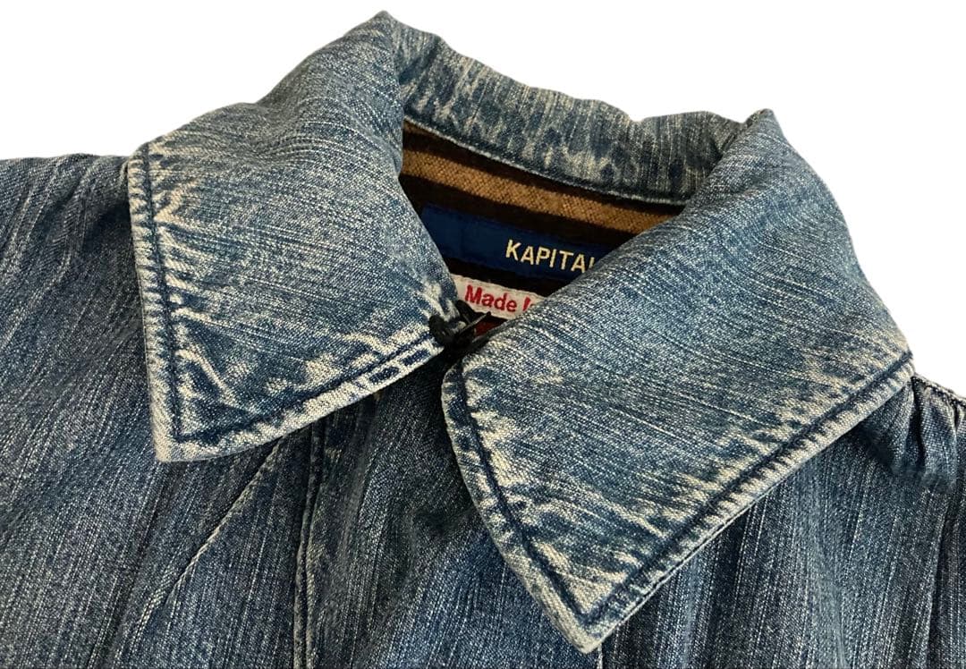 KAPITAL ヴィンテージ加工 裏毛 ストライプ デニム ジャケット
