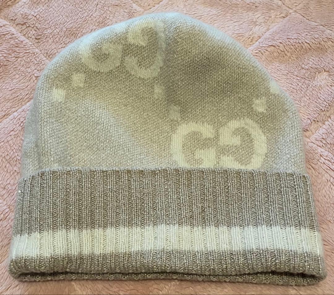 新品タグ付　GUCCI 箱付　ラメ　カシミヤ　ニット帽　M